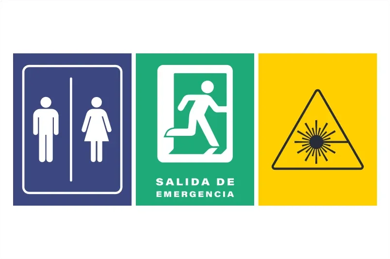 Señalética industrial de seguridad con advertencias y señales preventivas